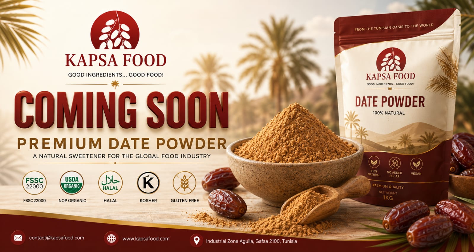 Kapsa Food Premium Date Powder 100 Percent Natural Sweetener From Tunisia